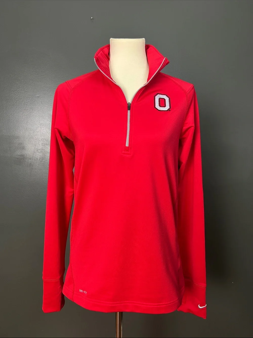 Ohio State Nike Women's Red Quarter-Zip Pullover with 'O' Patch
